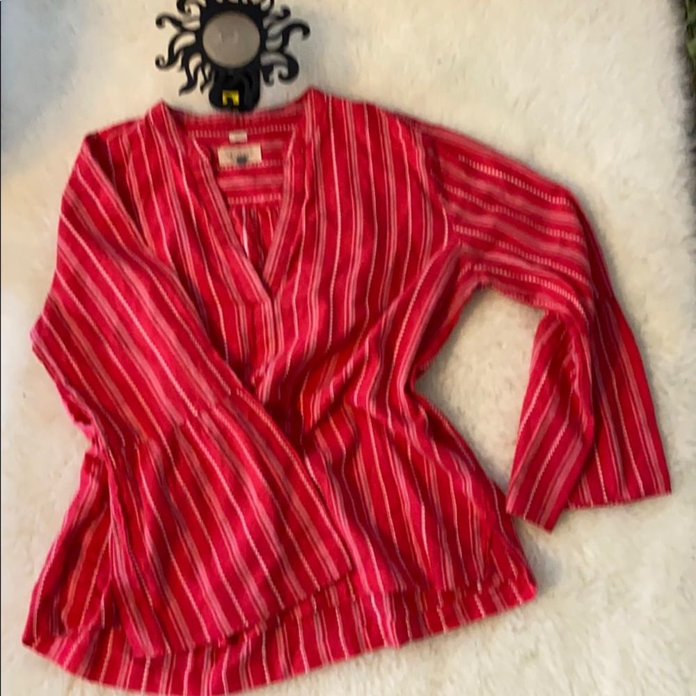 The Softer Shirt by LOFT pink and white design.